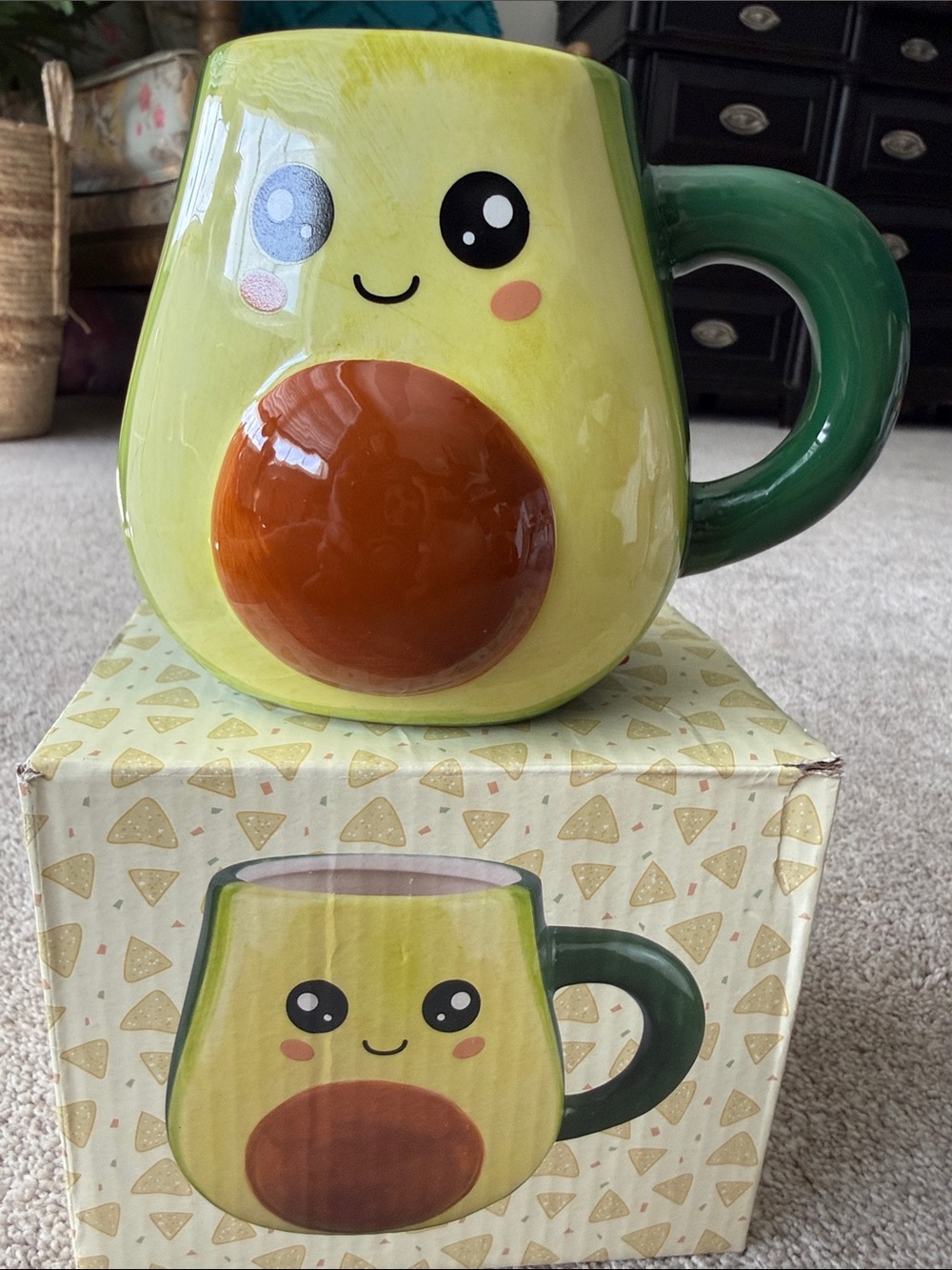 Cute Avocado Ceramic Mug - Green and Brown NIB